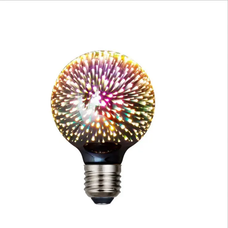 2W B22 E26 E27 Base Vintage Edison Led Holiday Light 3D Firework St64 Led Filament Bulb