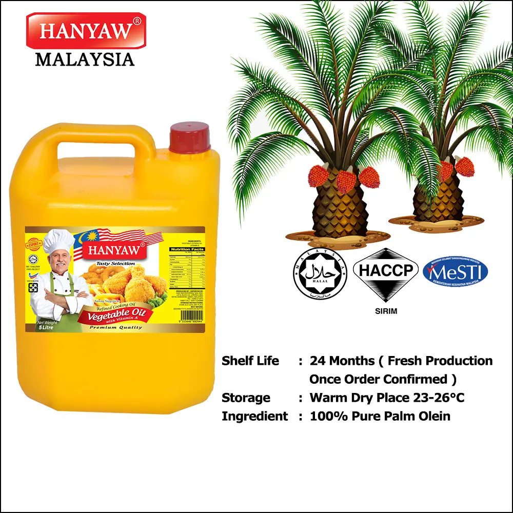 [Malaysia] Fast Shipping + Halal Certified Hanyaw Brand Olein CP8 Palm Oil Vegetable Cooking Oil ( 5 Litre/ Jerry Can )