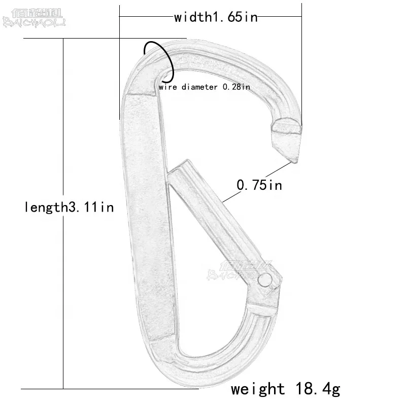 baichao 80*45mm 8# D aluminium alloy  black spring hooks