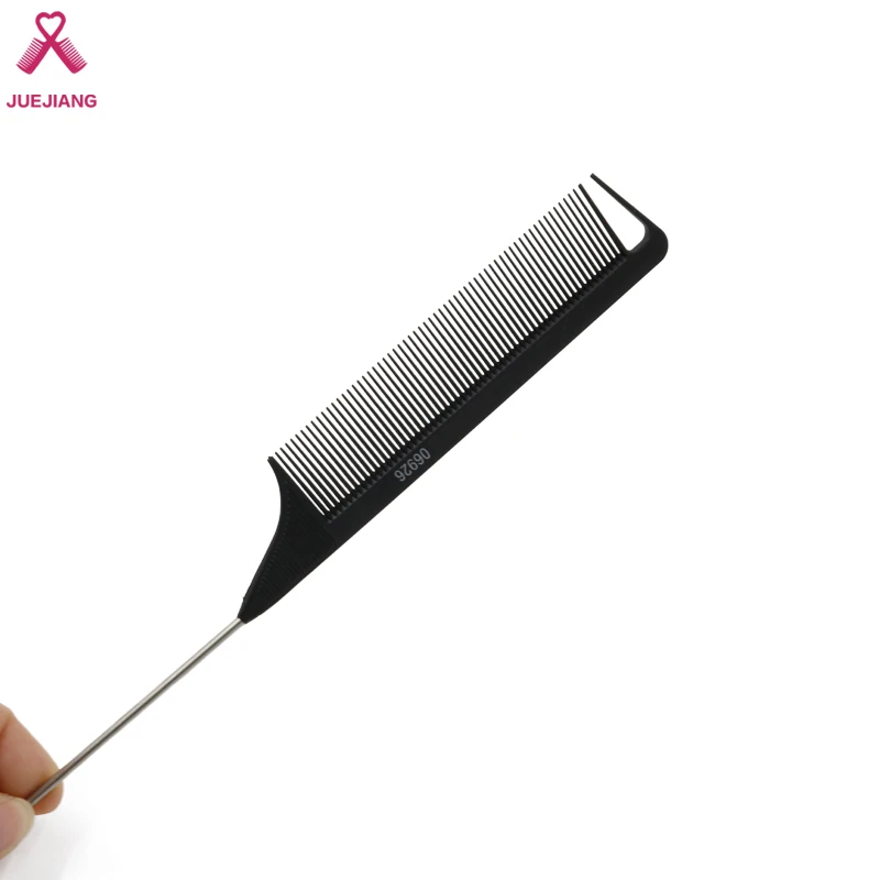 Custom Logo Plastic Barber Hairdressing Hair Cutting Parting Comb Professional Salon Carbon Comb Rat Pin Tail Comb