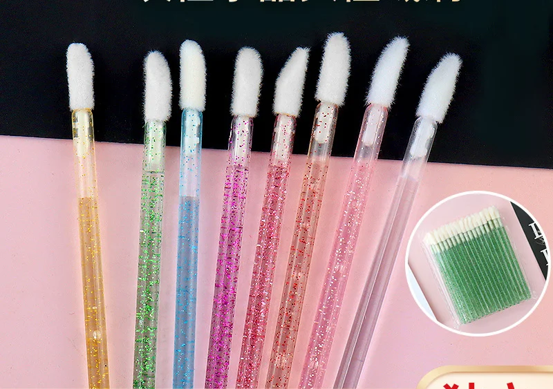 Wholesale Disposable Lip Gloss Wand Applicators Clear Lip Brushes Makeup Tool for Foot Hollow Clear Lipstick Single Makeup Brush