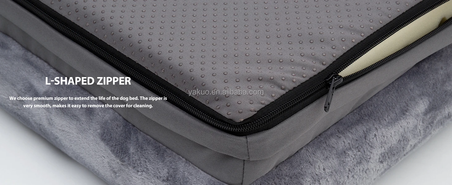 L shape Bolster Pillow Orthopedic Dog Bed Waterproof Dog Beds Flannel Dog Couch Bed with Egg Crate Foam Removable Washable