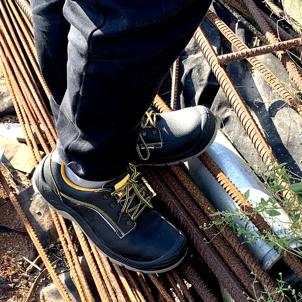 Кожаные мужские низкие рабочие ботинки со стальным носком, низкая цена, строительная фабрика, OEM, оптовая продажа, сертификат CE, защитная обувь