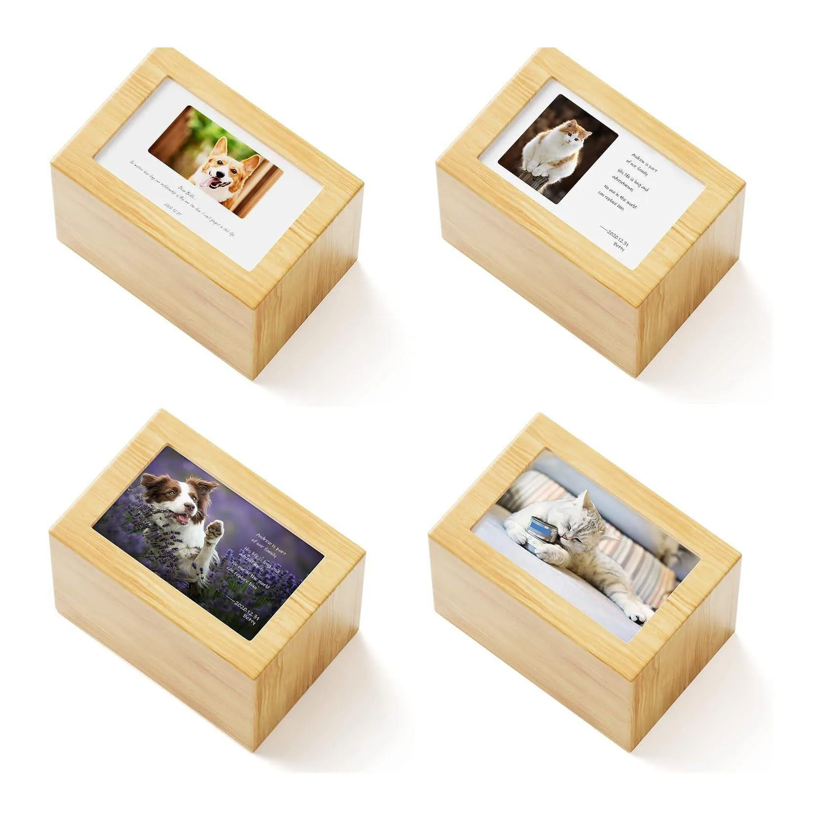 Wholesale Customize Pet Urns Pet Caskets dog Urns Coffins Caskets Adult Bamboo Sustainable Wooden Funeral Cremation Urns