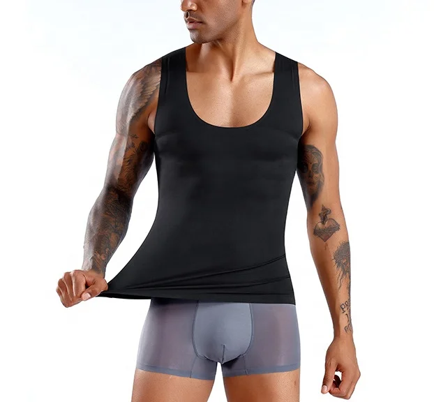 Мужская Body Shaper для похудения рубашка корректирующий пояс жилет, жилет из меха норки, компрессия базовый слой тонкий мышцы с коротким рукавом Корректирующее белье