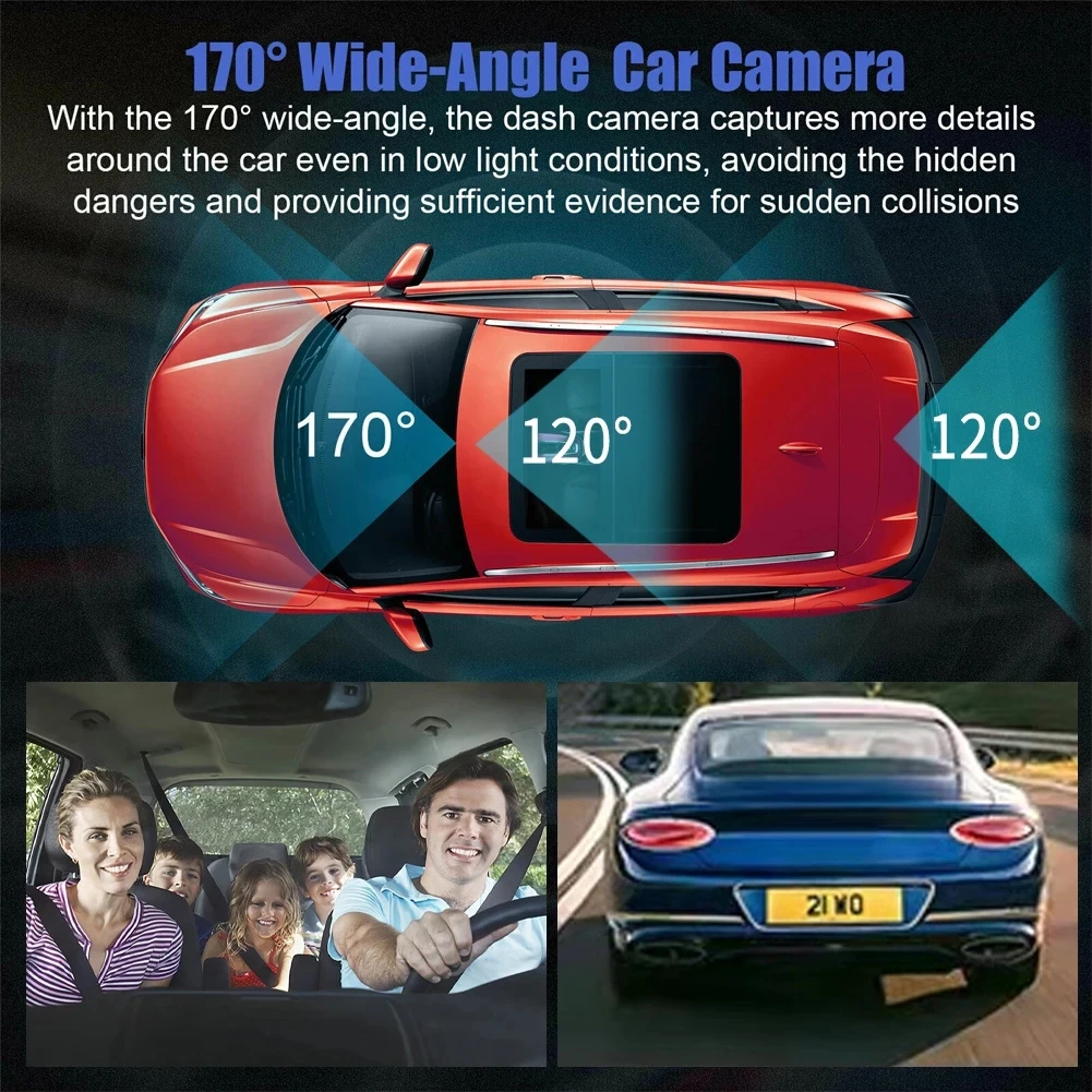 3 Channel Front And Rear Camera 1080 HD Car DVR 3 Lens Inside Vehicle Dash Cam for Three Way car Recorder Video Dashcam