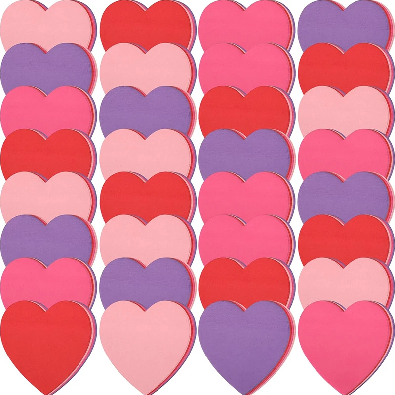 DESEN 70 X 70mm Cute Love Notes Sticky Memo for Valentines Day School Office Red Pink Purple Peach