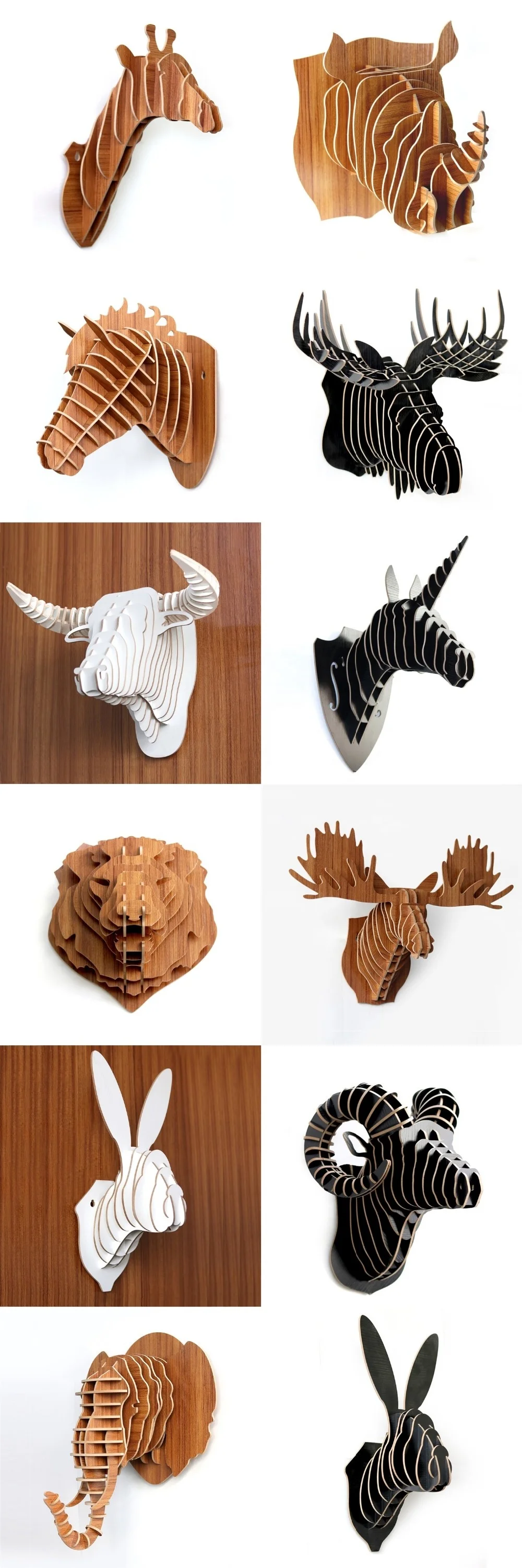 Hot Sales MDF Animal Head For Home Decorations (HOME+) Art Decor