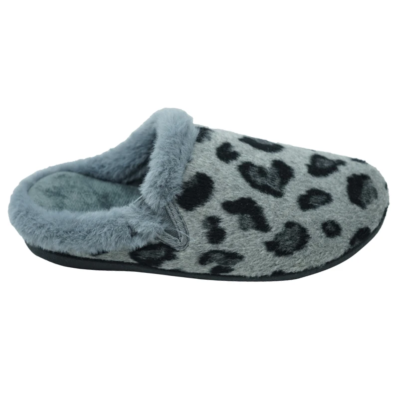 China Wholesale winter women leopard print Daily Life deep grey collar shoes thermal slippers