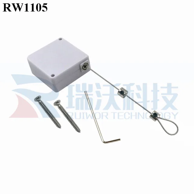 RUIWOR RW1105 Square Retractable String Reel Plus Adjustalbe Lasso Loop by Metallic Lock Allen Key for Jewelry Security Display