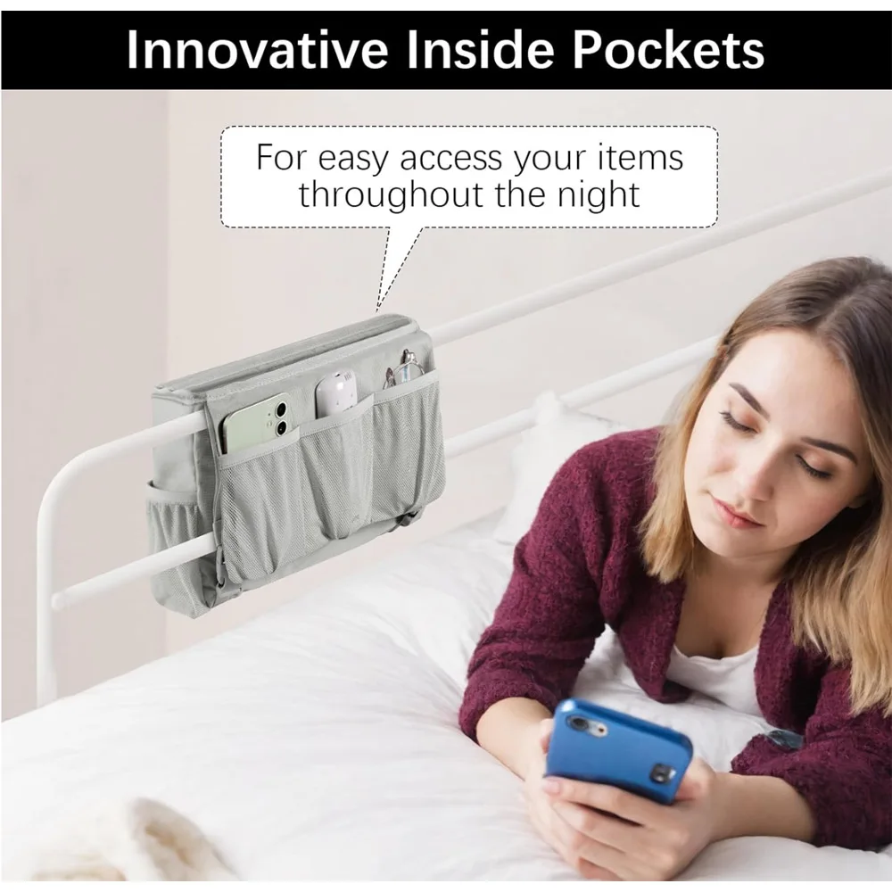 Hanging Bedside Caddie Bag 3 Pockets Magazine Remote Control Cell Phone Dorm Bunk Bed Bag