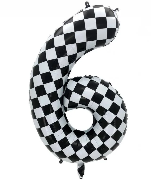 40 Inch Checkered Balloon Large Black And White Number Balloon For Car Birthday Party Supplies Number Checkered Balloon