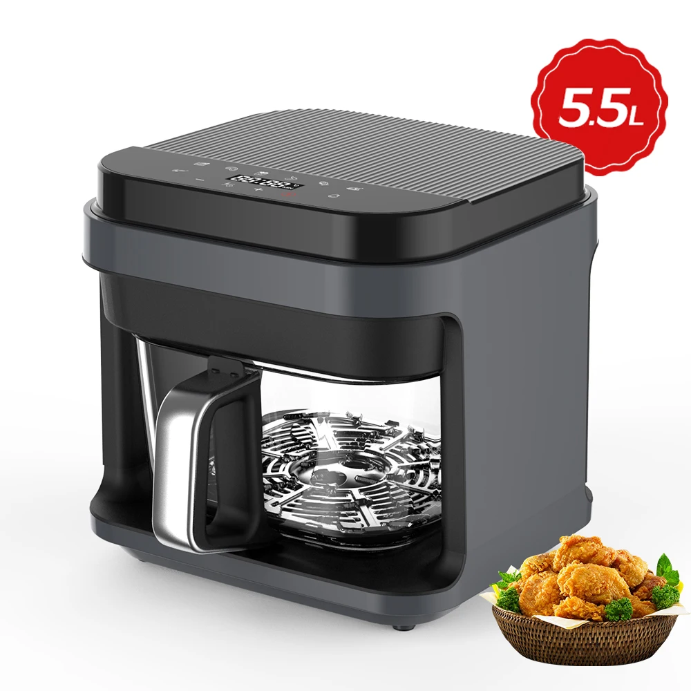 Technical OEM Factory transparent glass   Easy to check food status 360 window air fryer oven