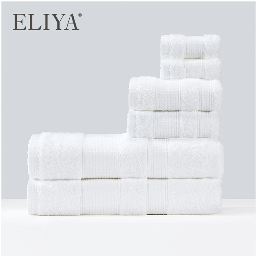 Luxury Hilton Jacquard Face Hand Towel 5 Star Hotel Bath Towel White Set