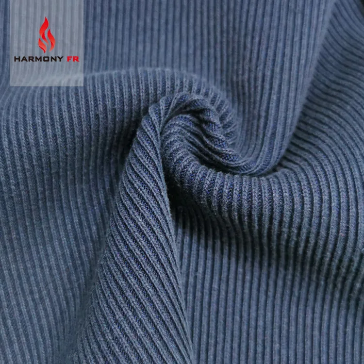 NFPA2112 Wholesale Knit Spandex Custom Weight 100% Cotton 1*1 And 2*2 Flame Retardant Rib Fabric For Cuff