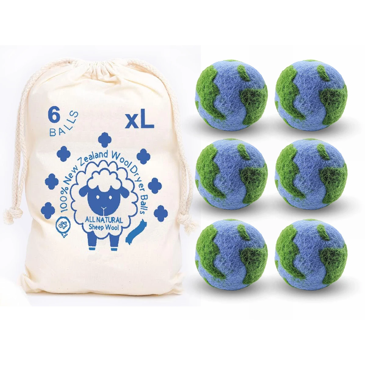 100% new zealand wool dryer ball organic felt wool ball for laundry machine stitched wool embroidery custom