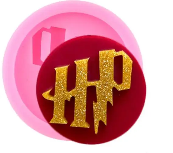 HP Letters Badge Reel Silicone Mold Phone Grip Keychain Epoxy Resin Molds Jewelry Making Mould Chocolate Fondant Moulds