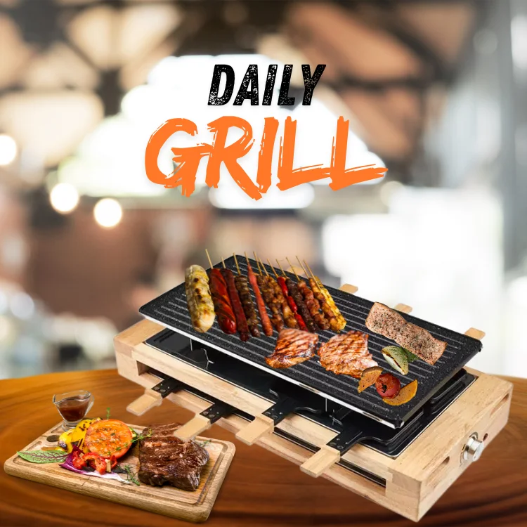 1500W Indoor Non-Smoke Barbecue For 8 Persons Raclette Grill Griddle
