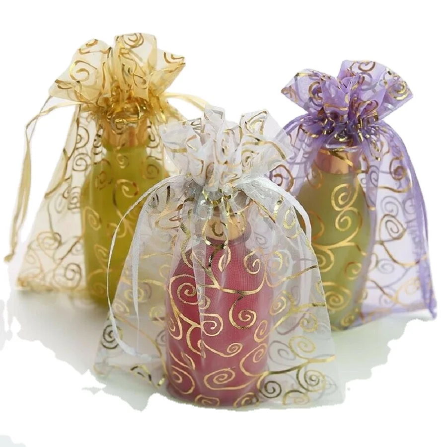 Recycled Organza Christmas Bag Organza Leaf Bag Organza Christmas Packaging Pouch Christmas Gift Bag