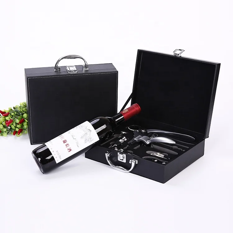 9pcs Wooden Box Rabbit Wine Opener Set Zinc Alloy Lever Style Corkscrew Deluxe Wine Bottle Corkscrew Set