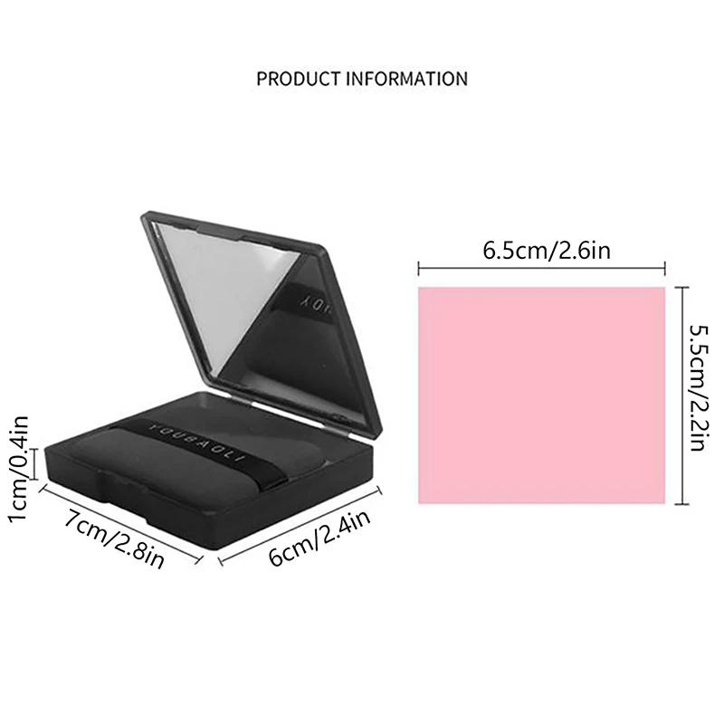 100 Sheets Portable Face Oil Absorbing Paper With Mirror Case Powder Puff Face Oil Blotting Paper