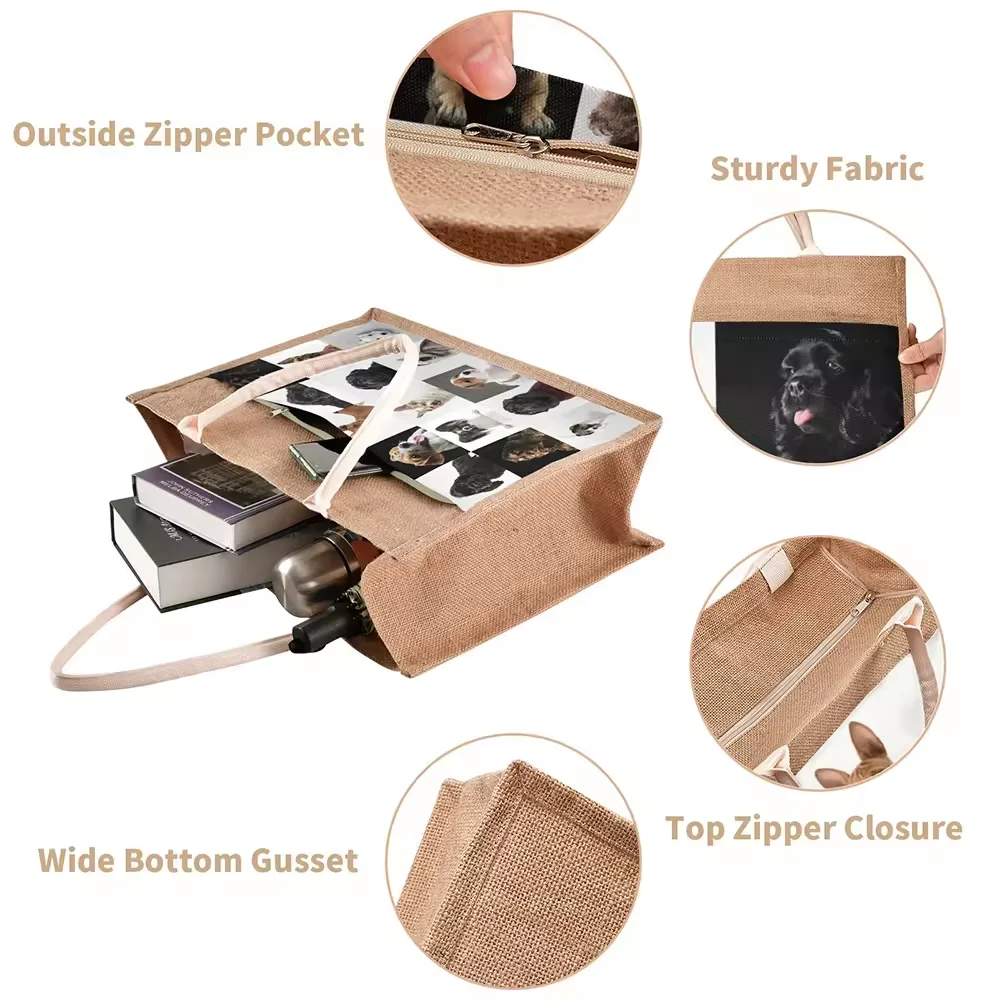 Custom LOGO Printing Wholesale Eco Shopping Fashion Handbags Eco Natural Souvenirs Luxury Wedding Fabric Jute Bags