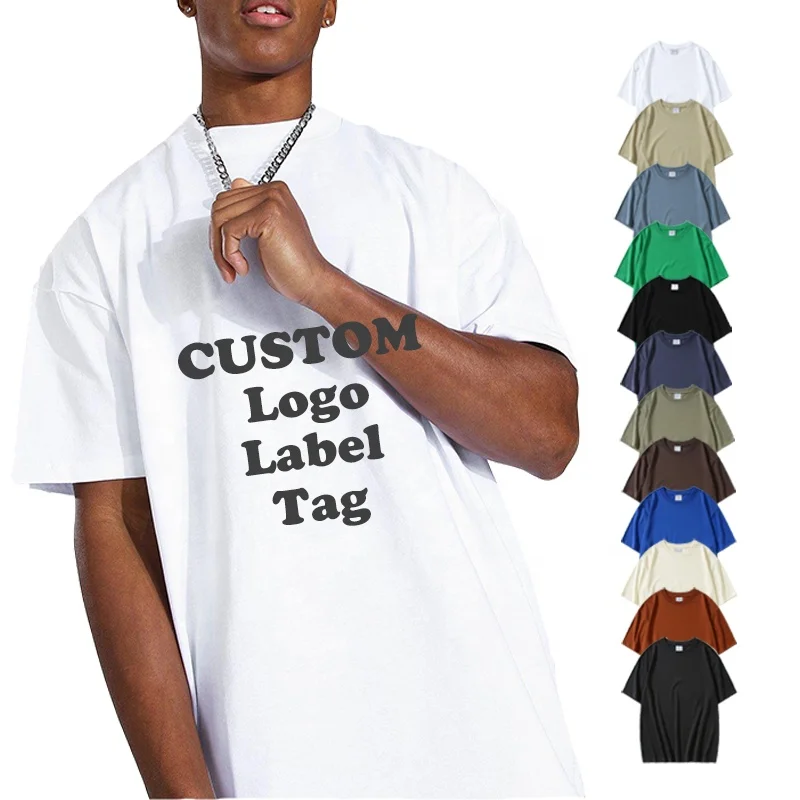 Wholesale Fashion Hip Hop Black Oversized Tshirt 100% Plain Streetwear DTG Puff Screen Print Mens T Shirt