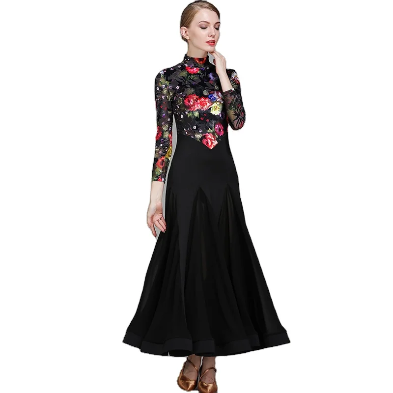 Unique Design Poetic Splicing Retro Elegant Women Adult Ballroom Dance Dress Jupe Ballroom Dancing dress