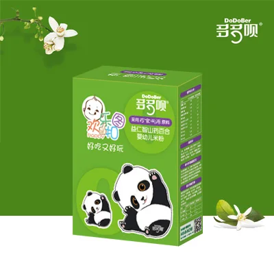 
baby organic Rice cereal has the homology of medicine and food yam and lily formula box packing good for spleen and lung 