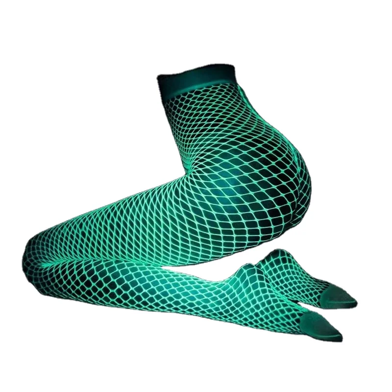 Glow In The Dark Fishnet Stockings Leggings Luminous Glowing Fishnet Socks Tights High Waist White Fishnet Tights For Women