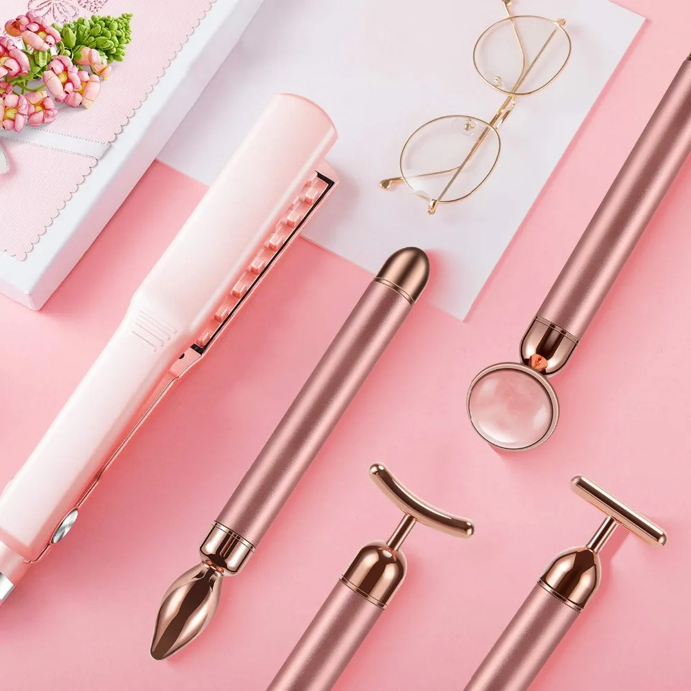 Beauty Skincare Tools Electric Face Roller Stick Facial Massage Tightening Lifting V Shape Vibrating Face Roller Massager