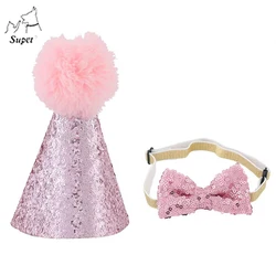 OEM Custom Popular Logo Woven Twill Happy Birthday Dog Hats Wholesale With Bow,Hat For Dog Christmas