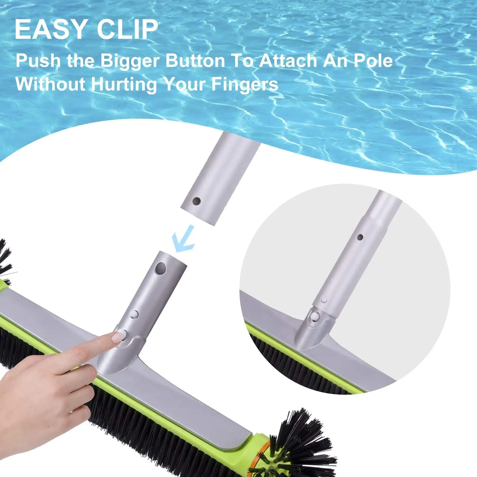 Swimming Pool Cleaning Brush Head Piscina Nylon 360 Degree Round Pool Wall Brush Aluminum Back for Cleaning