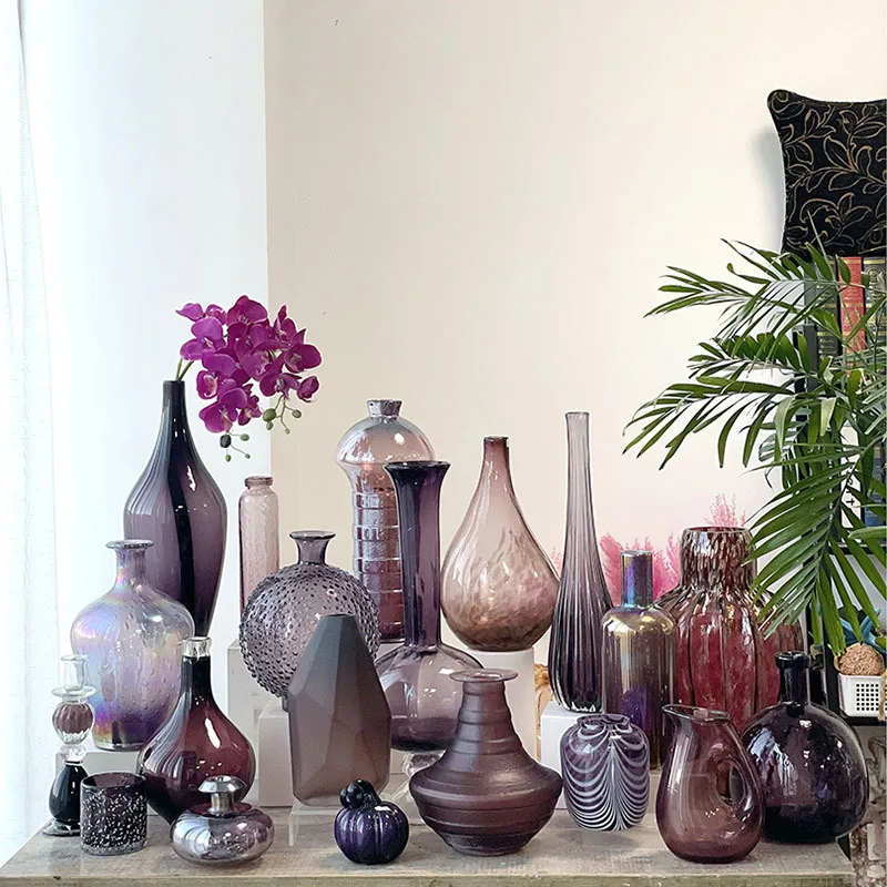 Handcrafted Colorful Glass Crystal Vase for Flower Arrangement with Artistic Water Cultivation Glass Art