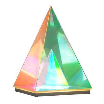 Colorful Pyramid Glass Acrylic Table Lamp Crystal Pyramid Transparent Color Prism Desktop Decoration Table Lamp