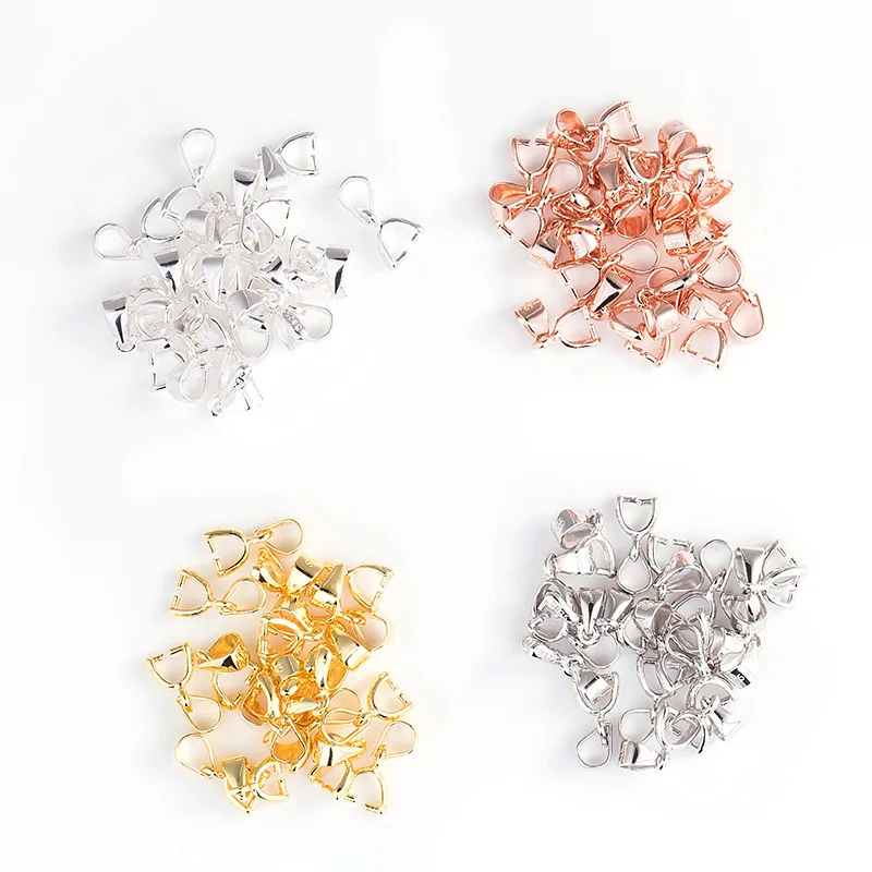 925 Sterling Silver Pinch Clip Bail Bead Pendant Connector For DIY Necklace Accessory 12mm/14.5mm