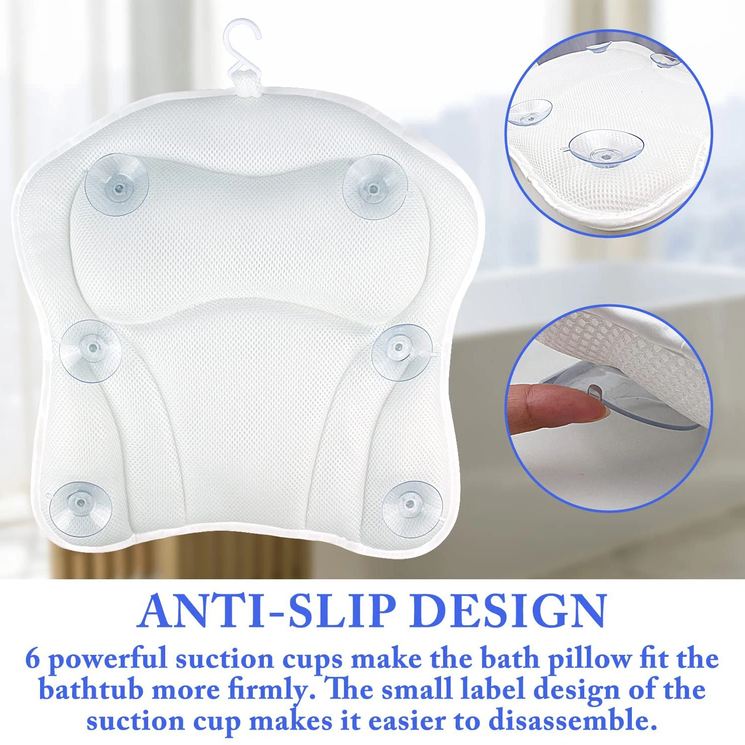 Home Back Neck Support Bathtub Spa Hot Tub Suction Cups Luxury Waterproof Comfort 4D Bath Pillow