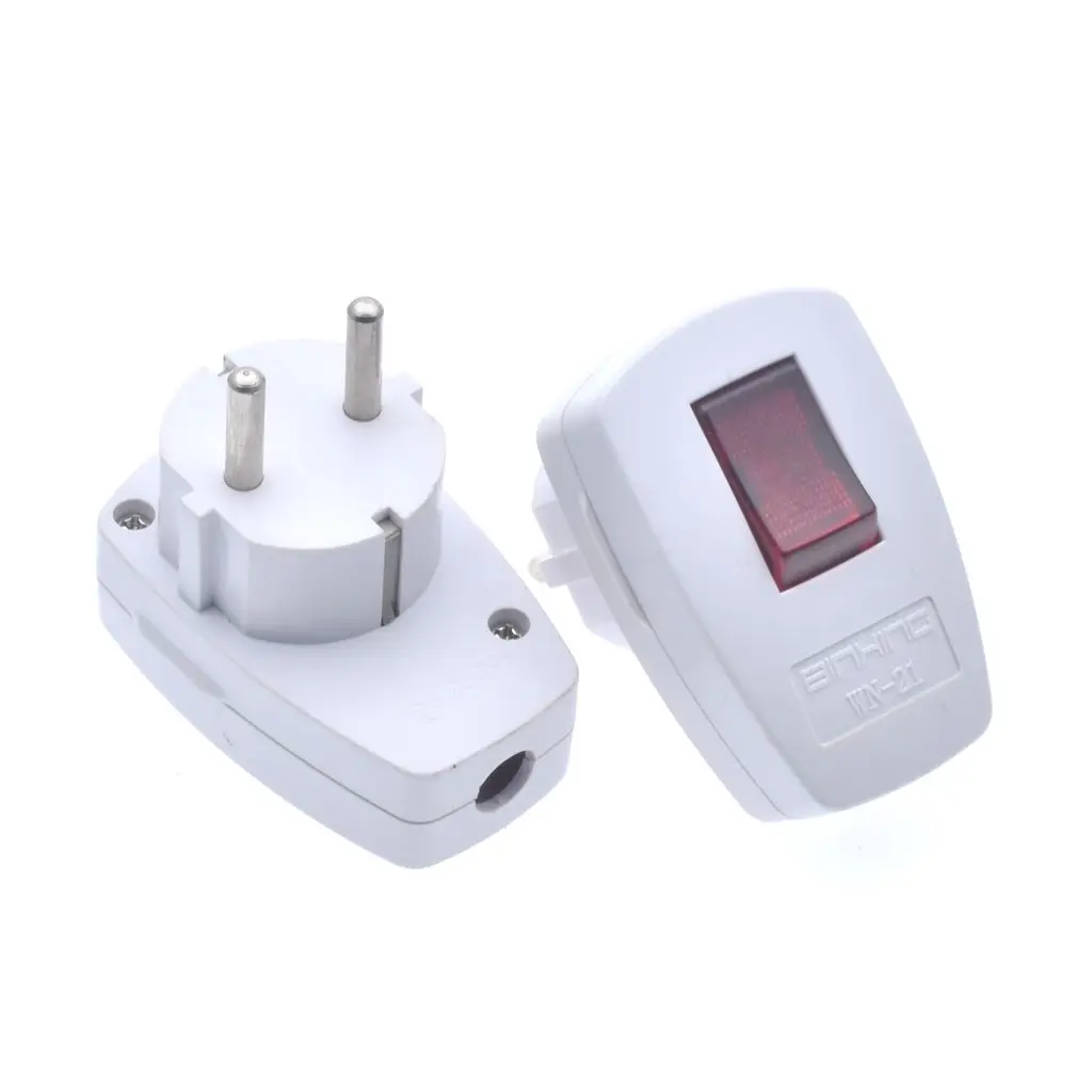 Germany Schuko Rewireable Power Plug Wih on-off Power switch 250V 10A EU CEE 7/7 Standard Adapter Receptacle Connector