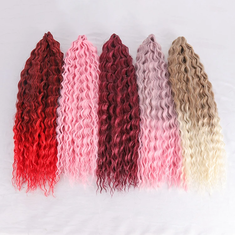 Wholesale Soft Curling Crochet Hair 22inch 30Inch Water Wave Twist Synthetic Kanekalon Braiding Hair Extensions For Black People
