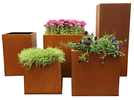 
Weather-resistant steel metal flowerpot for outdoor decoration 