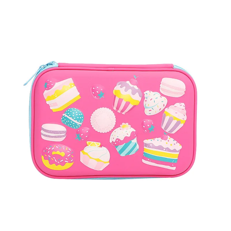 Girls cute kawaii EVA 3D Cartoon Cake dessert printing Hard Shell Stationery Box soft EVA Pencil pouch for kids gifts