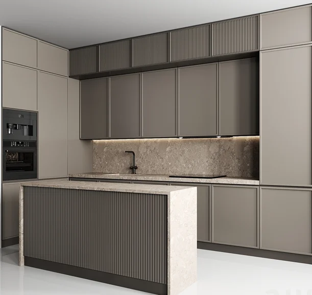 Vermonhouzz индивидуальный дизайн кухонный шкаф из массива дерева серой краски тонкий шейкер в сочетании с отделкой