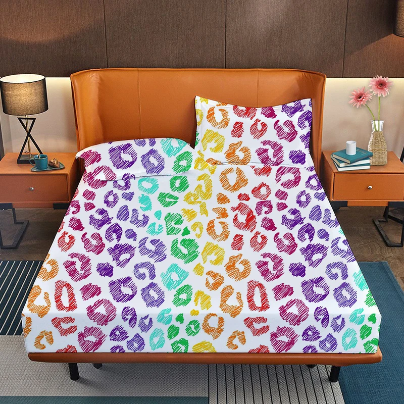 Custom Design Cow Print Western Style Leopard Frill Bed Sheets
