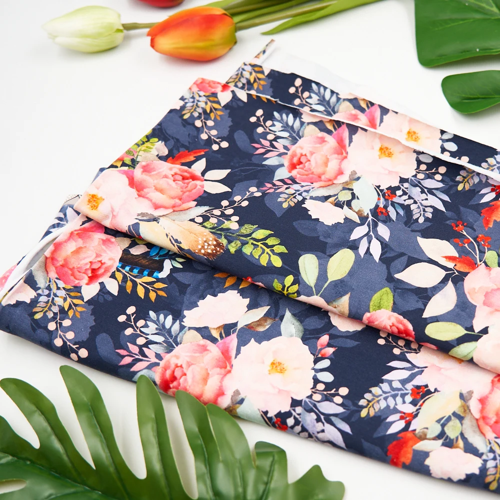 Wholesale 95%cotton 5%spandex knitting custom printed cotton fabric for dress