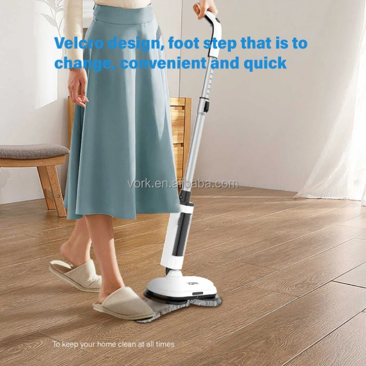 Dual-Motor Floor Cleaner Machine with Water Spray Cordless Electric Spin Mop with 330ml Water Tank and Battery Detachable
