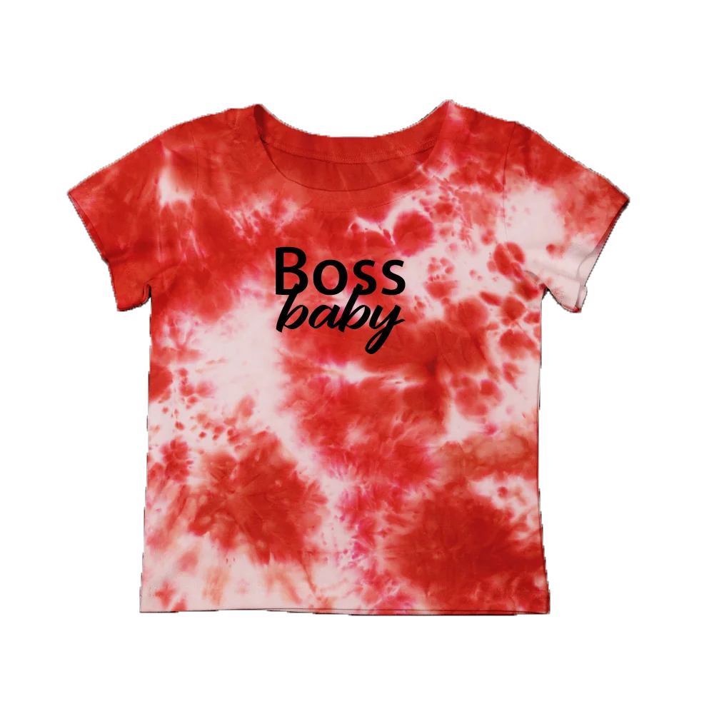 
Wholesale Clothing Kids Spring Clothing Organic Cotton Girls Top Tie Dye Custom Girls Tee Shirt 