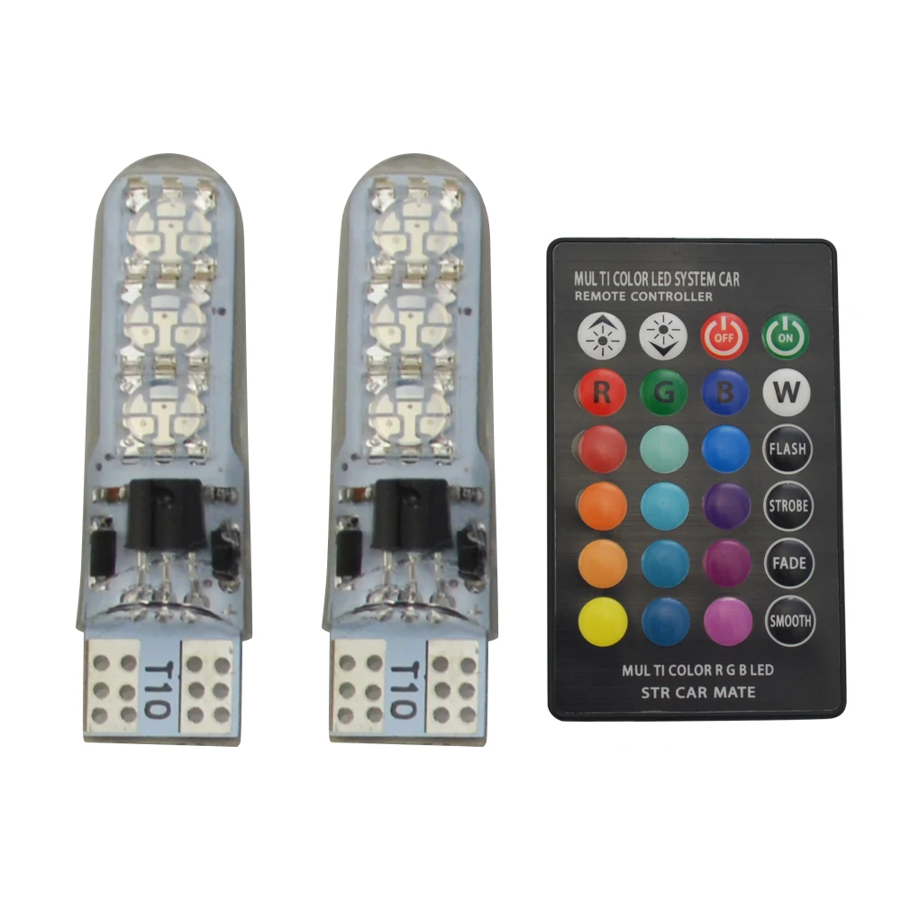 12v 194 168 501 W5W auto led T10 6led 5050 RGB car led light Remote Control Multi colors RGB car led bulb