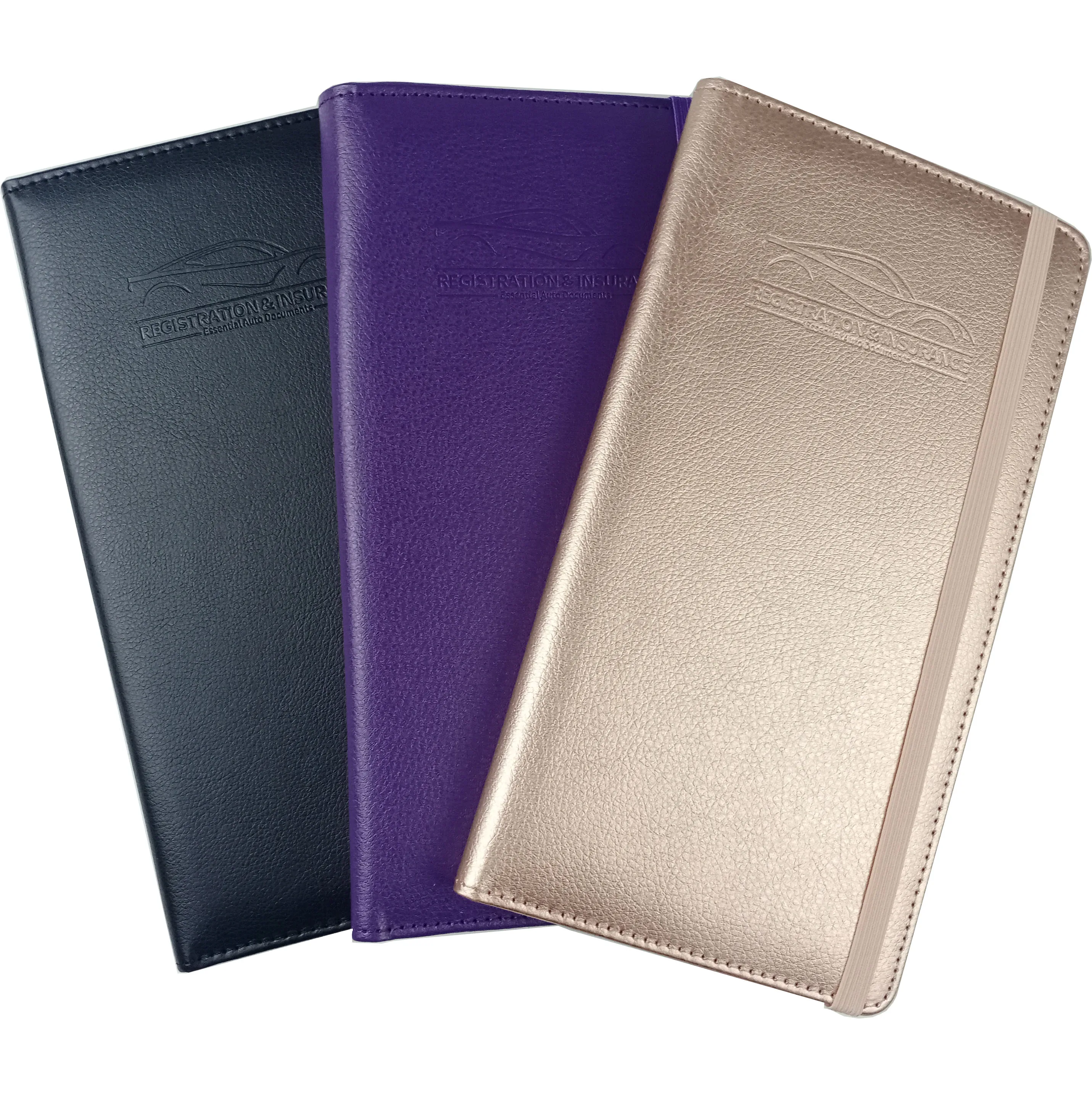 Leather Vehicle Glovebox Organizer Wallet Car Registration Holder For Insurance Documents with Elastic band