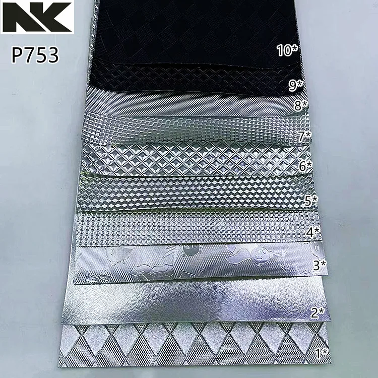 P753   New Silver Black Embossed PU Artificial Leather Utensil Bag Handbag Phone Case Belt