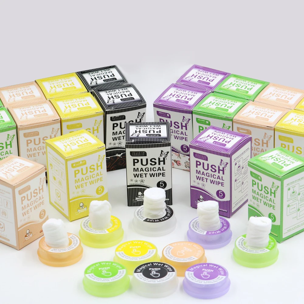 Free Samples Disposable Customized Compressed Wet Tissue Paper Eco-Friendly Cleaning Skin Magical Wipes